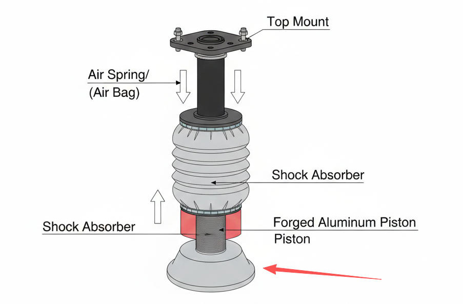 Automotive Struts Air Spring Base Schematic Diagram