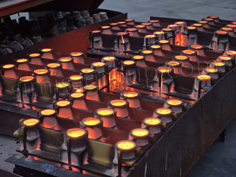 Shell mold casting completed and cooling